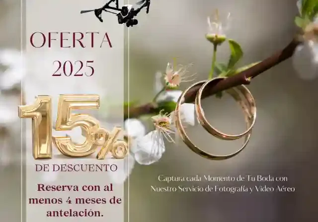 Descuento del 15%.en tu reportaje de boda